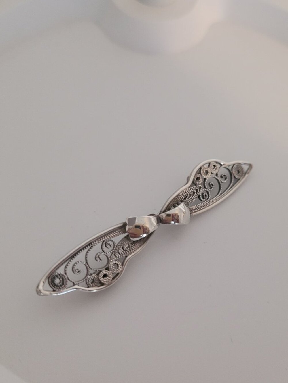 Vintage Silver Filigree Butterfly Shaped Pin European